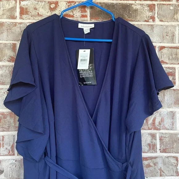 Loralette It’s A Wrap Navy Blue Ruffle Dress - Picture 10 of 13